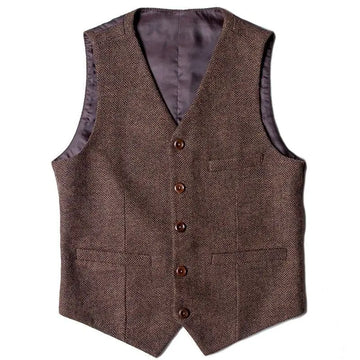 Riolio Autumn Winter New Vintage British Winter Suit Vest Men's Vintage Patchwork Suit Vest Wool Trend Plus Size Vest Aesthetic Chic